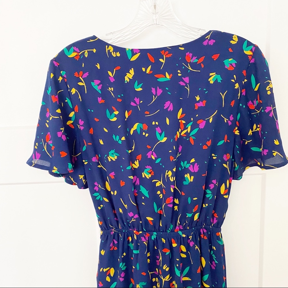 One clothing navy bright floral midi dress size small - Picture 3 of 4